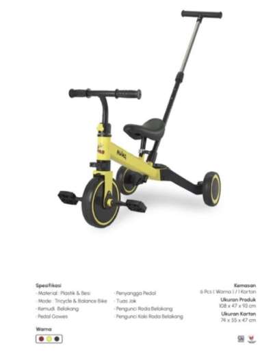 SEPEDA BALANCE BIKE PUSH BIKE PMB NUWA T20-9 DISERTAI DORONGAN