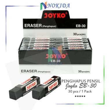 Nokida Penghapus Pensil Besar Joyko EB-30P/30 pcs / Stip 2B Eraser Pencil 1 Pack Hitam