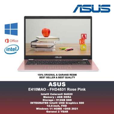 ASUS E410MAO FHD4531 N4020 512GB SSD W11 ROSE PINK