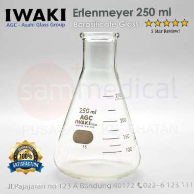 Iwaki Pyrex ERLENMEYER FLASK Gelas Kimia 250 ml