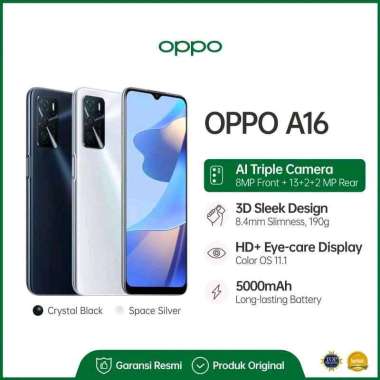 promo hp baru oppo A16 ram 4/64gb bergaransi resmi putih