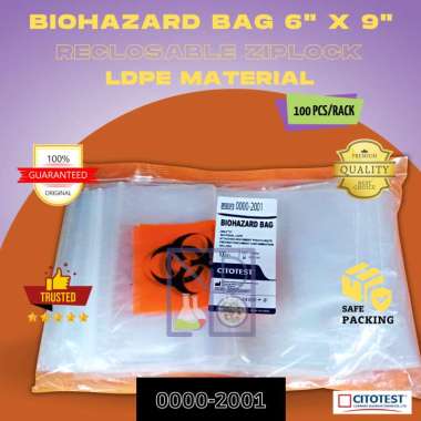 Biohazard Bag 6" x 9", 100 pcs/pack, Citotest, 0000-2001