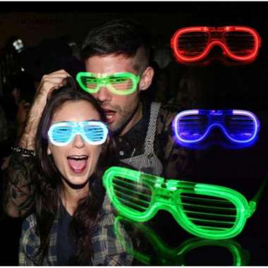 Party Glasses Kacamata Party Bisa Nyala LMFAO Kacamata Neon Millenial Hijau