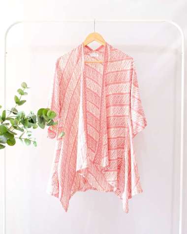 ATASAN BATIK MODERN WANITA OUTER BERLENGAN BATIK CARDIGAN BATIK KONDANGAN BATIK VISCOSE BATIK Pink P