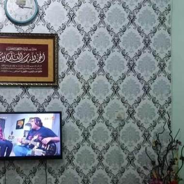 OEM Motif Batik Wallpaper Dinding - Silver Hitam - Silver Hitam