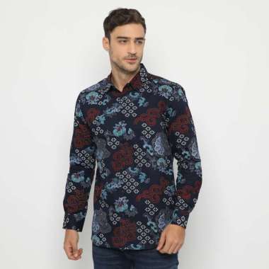 Platini Kemeja Batik Pria Lengan Panjang Navy 460560 S