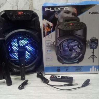 FLECO F 8863 SPEAKER BLUETOOTH KARAOKE FREE MIC DAN FREE STAND SPEAKER