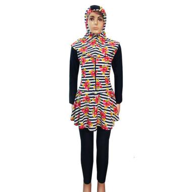 Rainy Collections Baju Renang Anak Muslim Premium Lycra 5-10 TahAun Motif Garis Bunga M Multicolour