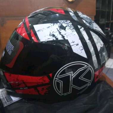 Helm KYT R10 #3 Black Red Fluo || Helm Full Face ||Original