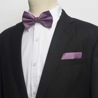 Houseofcuff Dasi Kupu Bowtie Pocket Square Saputangan Ungu Tua A15