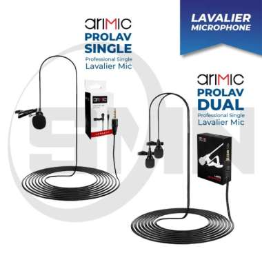 MIC Arimic PROLAV Profesional Lavalier Clip On Mic 6mtr hp vlog - DUAL MIC TERBAIK Multicolor