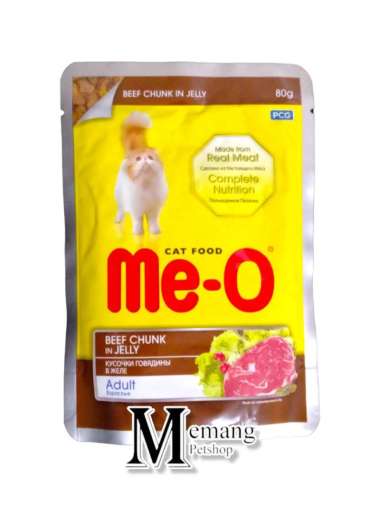 Me-O Beef Chunk 80gram Adult Makanan Kucing Meo Basah Sachet Pouch