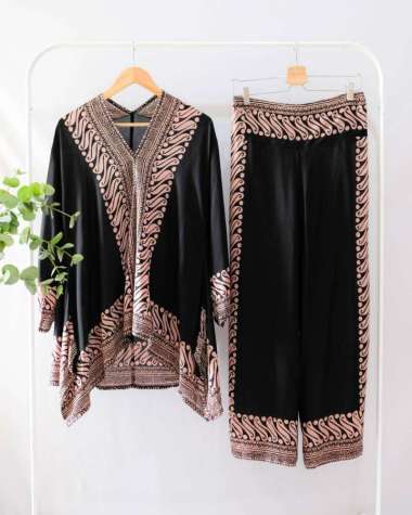 ONE SET TUNIK BATIK WANITA SETELAN BATIK TUNIK TOP MODERN SET ATASAN TUNIC KULOT PANJANG HIGHWAIST O