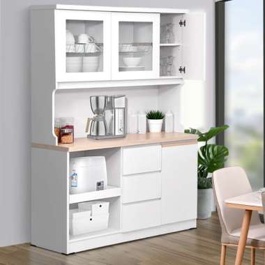 Offo Living - Kitchen Set Lemari Sayur Lemari Dapur Rak Piring Minimalis 3 Pintu Putih - KS-3710