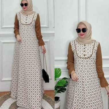 Falia Dress Crinkle Airflow Premium Gamis Terbaru Lengan Terompet Baju Muslim Kekinian LD 115 cm Moc