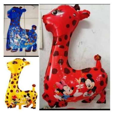 DIJUAL 4 BIJI Balon Foil Jerapah Warna SNI  - Terlaris dan termurah Mainan Balon Parasit Jerapah War