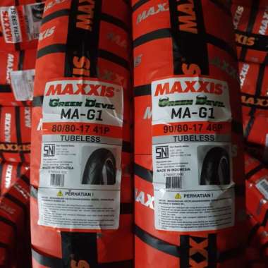 SEPASANG BAN TUBLESS MAXXIS 80/80-17 &amp; 90/80-17 GREEN DEVIL + BONUS