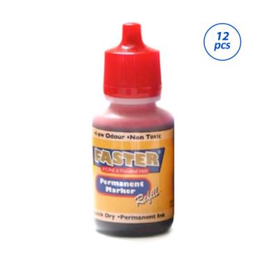 Faster P70 Permanent Marker Refill Ink  [12 Botol] Merah