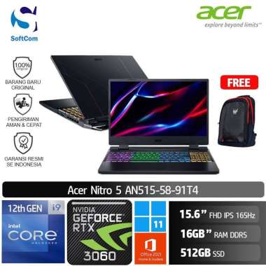 Acer Nitro 5 AN515 58 91T4 Laptop Gaming [Core i9-12900H/16GB/512GB/RTX3060 6GB/15.6" FHD/W11]