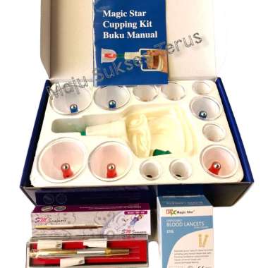 Paket Murah Bekam Magic Star 12 Kop Pen Stainless Silver dan Jarum
