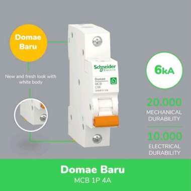 MCB Schneider 4A 1Phase New Domae Mcb Sneider 4 Ampere Pemutus Arus