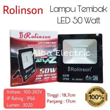 Lampu Sorot LED 50 W ROLINSON Putih IP 66 Lampu Tembak Flood Light 50W