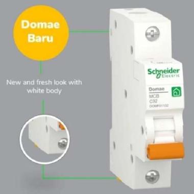 MCB 32A Schneider Hijau DOMAE / MCB Sneider 32 Ampere 1 Phase 100% ORI