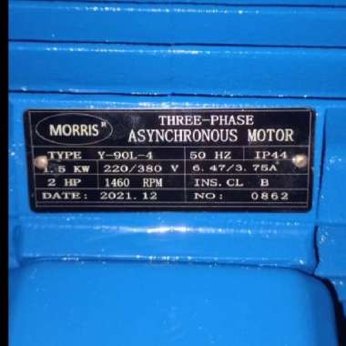 DINAMO / ELEKTRO MOTOR MORRIS 3 PHASE 2 HP 2HP 1500w