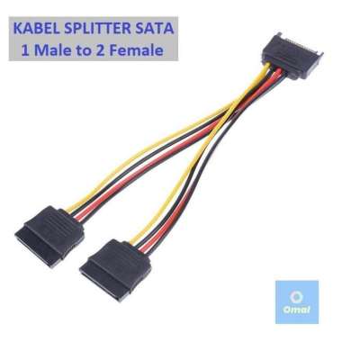 Kabel Power Sata 15pin Male To Dual Sata Female Splitter 2 Cabang