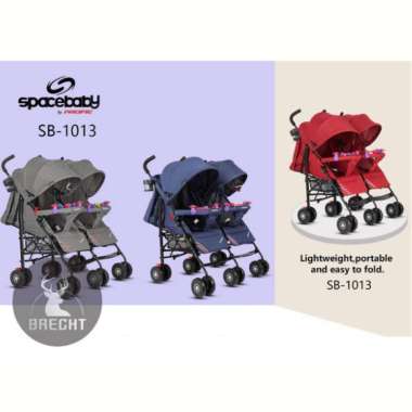 Stroller Baby Twin Kereta Dorong Bayi Kembar Spacebaby SB 1013 Grey