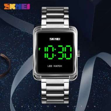 SKMEI 1505 Original Jam Tangan Wanita Digital LED Rantai Tahan Air Silver