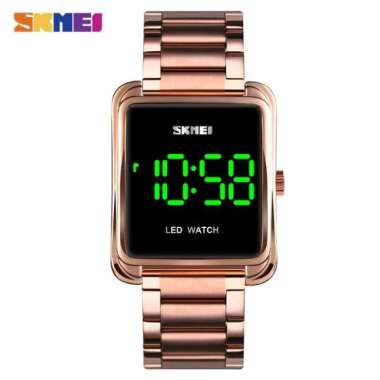 SKMEI 1505 Original Jam Tangan Wanita Digital LED Rantai Tahan Air Rosegold