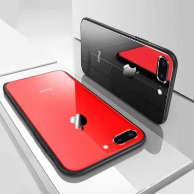 Glass Case Iphone 6 6+ 7 7+ 8 8 Plus X Premium Soft Hard Casing Kaca iPhone 8 Merah