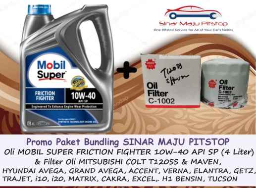 Paket Bundling Oli MOBIL SUPER 10W-40 API SP Original 4 Liter & Filter MITSUBISHI COLT T120SS & MAVE