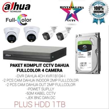 PAKET CCTV DAHUA FULLCOLOR 4 CAMERA KOMPLIT PLUS HDD 1TB