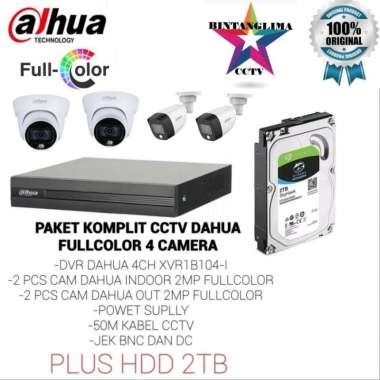 PAKET CCTV DAHUA FULLCOLOR 4 CAMERA KOMPLIT PLUS HDD 2TB