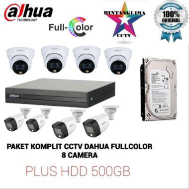 PAKET CCTV DAHUA FULLCOLOR 8 CAMERA KOMPLIT PLUS HDD 500GB