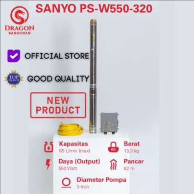Pompa Air Sanyo PSW 550-320 0,75 HP + Kabel 30M - Sanyo Satelit Submersible Pump
