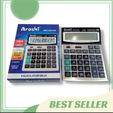 KALKULATOR BESAR JUMBO 14 digit 14DIGITS ARASHI ARC 9914W SOLAR PANEL