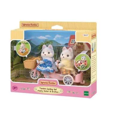 Mainan Koleksi Sylvanian Families Tandem Cycling Set - Husky