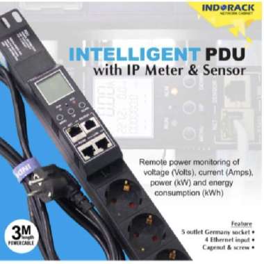 PDU5G-IP - PDU 5 Outlet Germany with IP Meter and Sensor - INDORACK