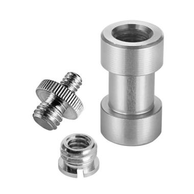 Third Party 3in1 Baut Screw Adapter Mount Spigot [Female to Male/ 1-4/ 3-8 Inch] silver
