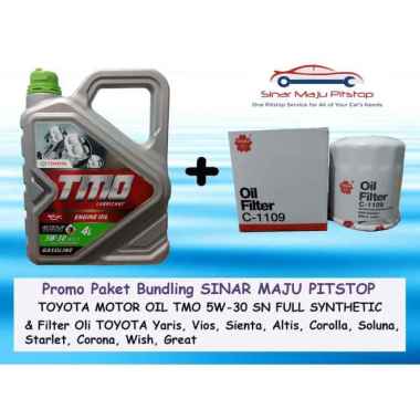 Paket Bundling Oli Mobil TMO 5W-30 API SN 4 Liter & Filter Oli TOYOTA YARIS & TOYOTA VIOS & TOYOTA S
