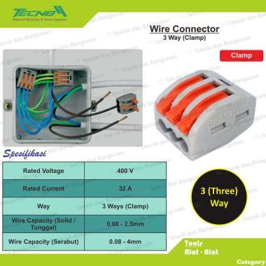 Quick Cable Connector / Konektor Kabel Listrik 3 Jalur Clamp Jepit