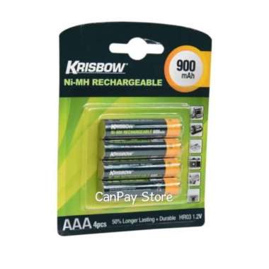 Krisbow Set Baterai Rechargeable Size AAA 900 Mah 4 Pcs