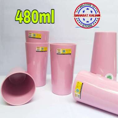 GELAS MELAMIN RATA BESAR GOLDEN DRAGON B0402 480ML PINK PER 6 PCS 001 Pink