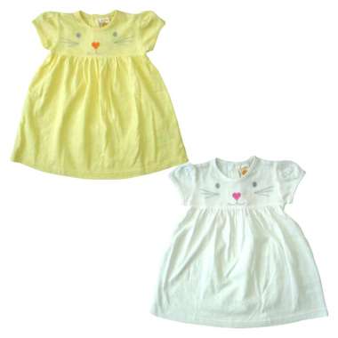 PLEU Dress Jaquard Cat Dress Anak Perempuan 3 bulan Putih