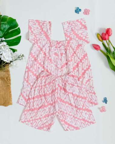 ONE SET BAJU BATIK ANAK PEREMPUAN 2-4 TH DRESS ATASAN BATIK ANAK BAJU RUMAH ANAK BATIK DRESS CELANA 