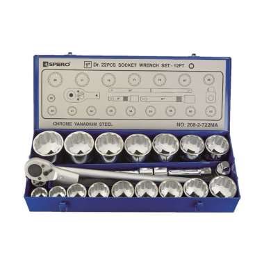 Spero Socket Set 1 inch 12PT 22pcs Kunci Shock Set -