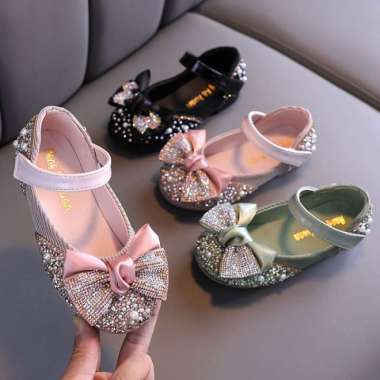 Sepatu Pesta Anak Perempuan Import Bling Bling Premium (H-032) 23 Green